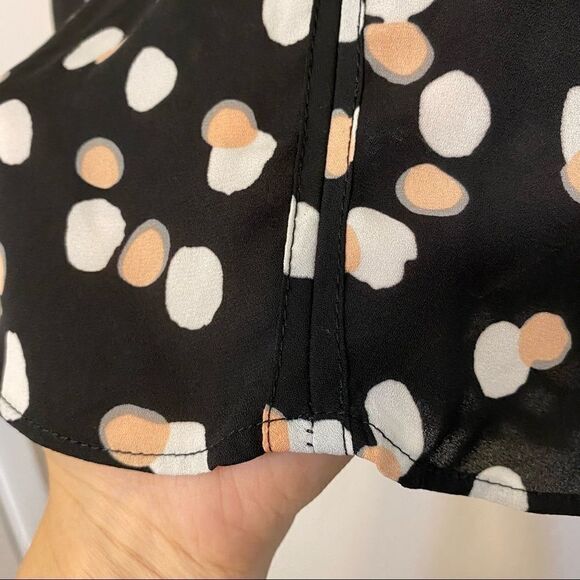 PHILOSOPHY black print Sheer Flowy Blouse Top cuffed sleeves XS - Picture 9 of 11